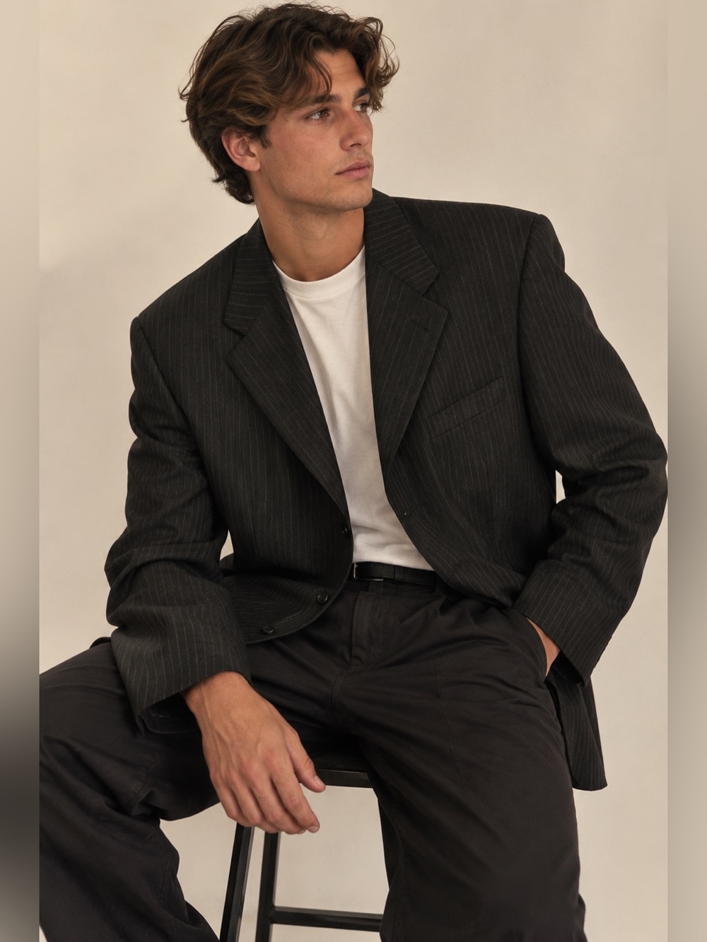 Vintage 1995 Canali Proposta Super 120s Wool Pinstripe Blazer Italy Size 54